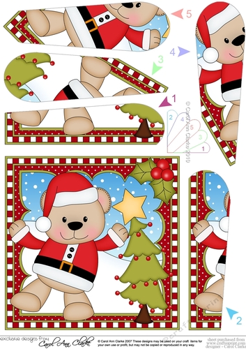 Christmas Fan Pyramage Topper - Cute Little Livvy Bear