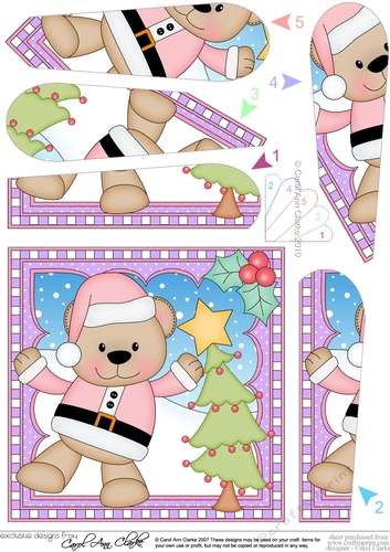 Christmas Fan Pyramage Topper - Cute Little Livvy Bear