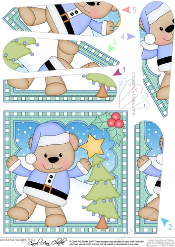 Christmas Fan Pyramage Topper - Cute Little Livvy Bear