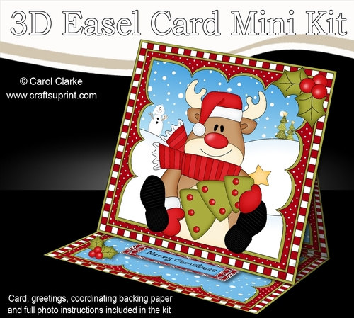 3D Easel Card Mini Kit - Christmas Rudolph has an Xmas Cracker