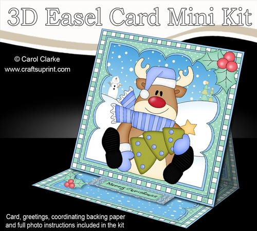 3D Easel Card Mini Kit - Christmas Rudolph has an Xmas Cracker