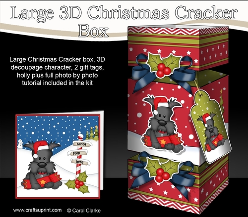 3D Large Christmas Cracker Box Mini Kit - Cute Little Scottie Dog