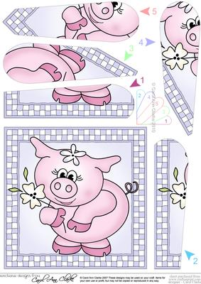 Princess Piggywig Quick Card with Fan Pyramage Topper