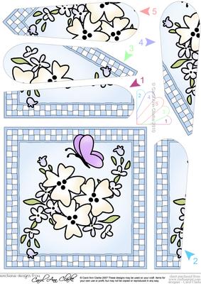 Flowers and Butterfly Quick Card with Fan Pyramage Topper
