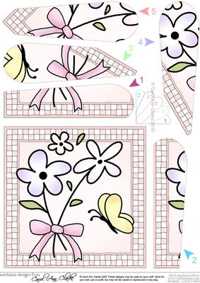 Flowers and Butterfly Quick Card with Fan Pyramage Topper