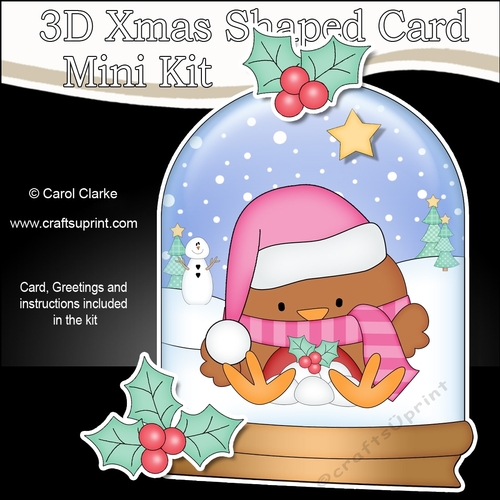 3D Shaped Christmas Snow Globe Card Kit - Robin has a Christmas Cracker