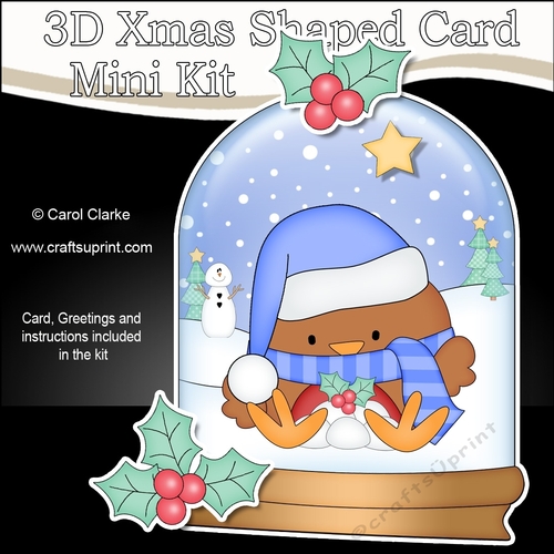 3D Shaped Christmas Snow Globe Card Kit - Robin has a Christmas Cracker