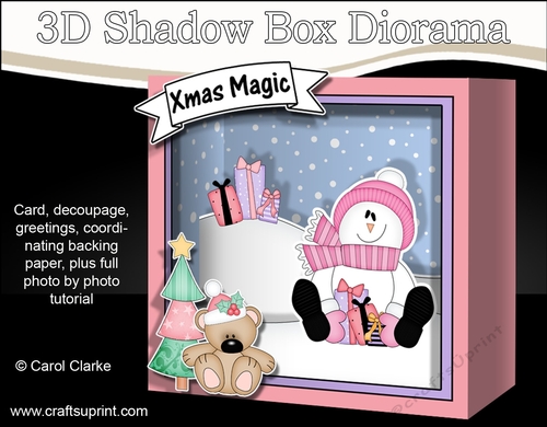3D Christmas Diorama Shadow Box Card Mini Kit - Snowman Rio has lots of Xmas Presents