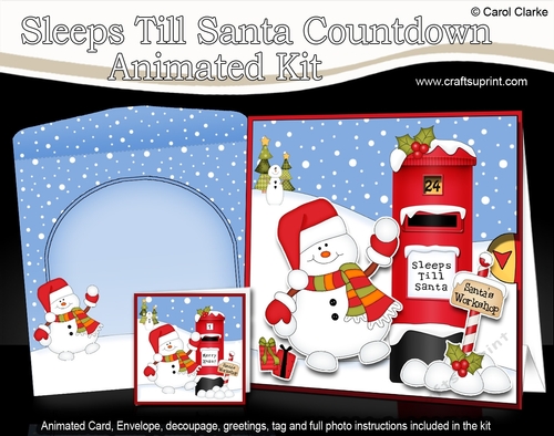 3D Animated Sleeps Till Santa Christmas Postbox Countdown Card Kit - Snowman Oli is Snowballing!
