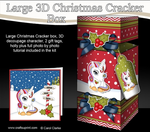 3D Large Christmas Cracker Box Mini Kit -  Cute Xmas Unicorn