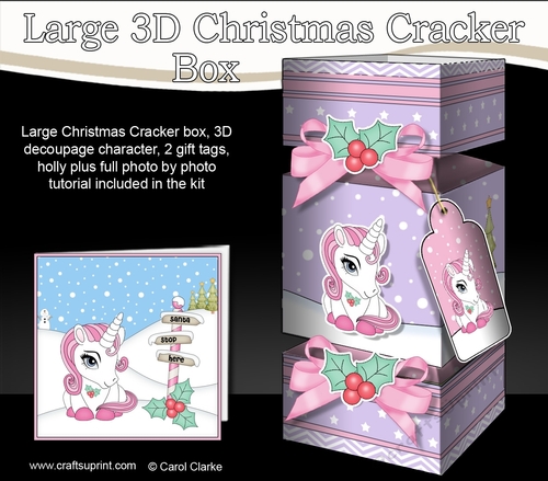 3D Large Christmas Cracker Box Mini Kit -  Cute Xmas Unicorn