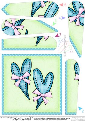 Funky Hearts Quick Card with Fan Pyramage Topper