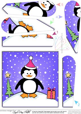 Cute Xmas Penguin Quick Card with Fan Pyramage Topper