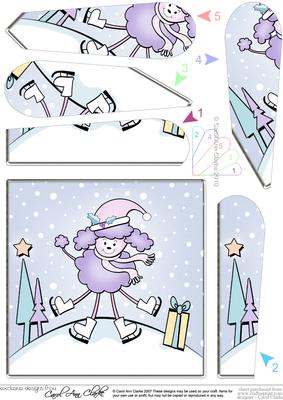 Cute Xmas Poodle Quick Card with Fan Pyramage Topper