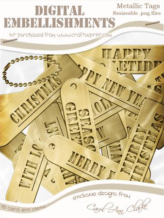 Metallic Christmas Tags Digital Embellishments