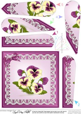 Pansy on Butterfly Lace Quick Card Fan Pyramage Topper