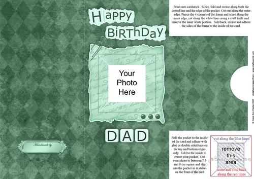 Birthday Dad - Add a Photo Card with an easy fold frame