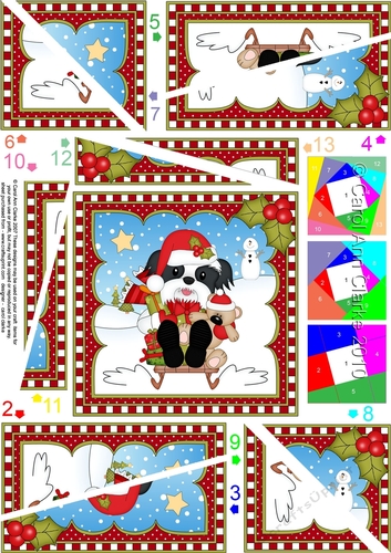 Christmas Twisted Spiral Side Stacker - Little Shih Tzu Dog