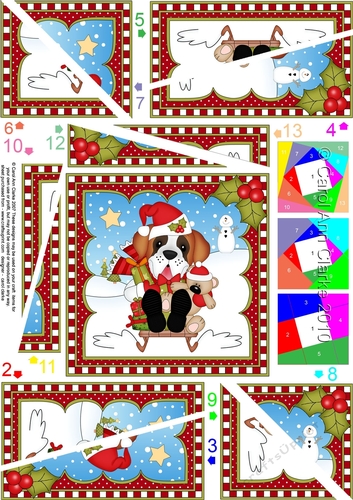 Christmas Twisted Spiral Side Stacker - Little St Bernard Dog