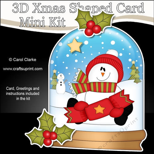 3D Shaped Christmas Snow Globe Card Kit - Snowman Rio has a Christmas Cracker