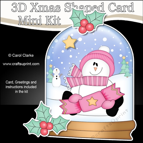 3D Shaped Christmas Snow Globe Card Kit - Snowman Rio has a Christmas Cracker
