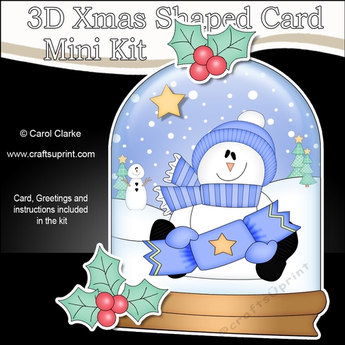 3D Shaped Christmas Snow Globe Card Kit - Snowman Rio has a Christmas Cracker