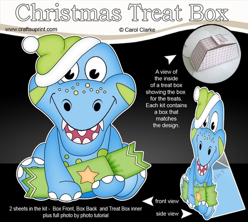 3D Christmas Treat Box Gift Set Mini Kit - Cute Little Dino