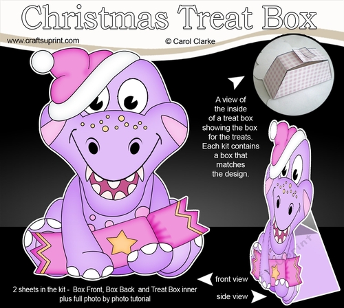 3D Christmas Treat Box Gift Set Mini Kit - Cute Little Dino