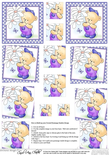 Hunney Bear Robert has Pretty Flowers - Twisted Pyramage sheet