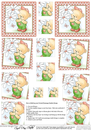 Hunney Bear Robert has Pretty Flowers - Twisted Pyramage sheet