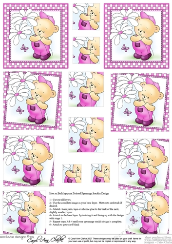 Hunney Bear Robert has Pretty Flowers - Twisted Pyramage sheet
