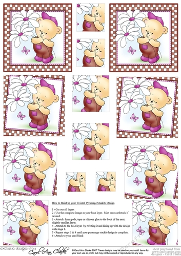 Hunney Bear Robert has Pretty Flowers - Twisted Pyramage sheet