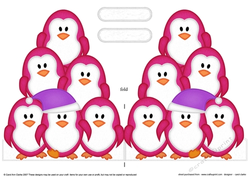 Christmas Penguin Tree Felties - Shaped Card