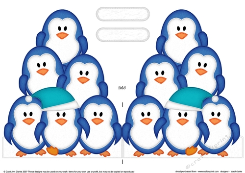 Christmas Penguin Tree Felties - Shaped Card