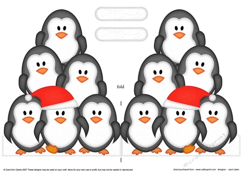Christmas Penguin Tree Felties - Shaped Card