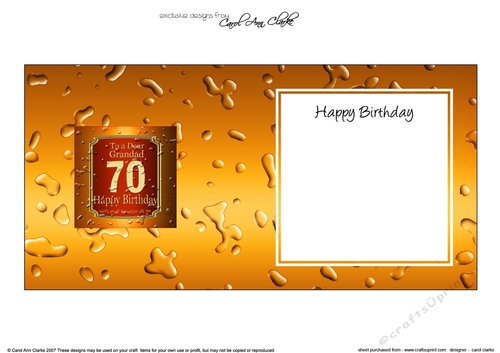 70th Birthday Grandad Beer Label square landscape insert
