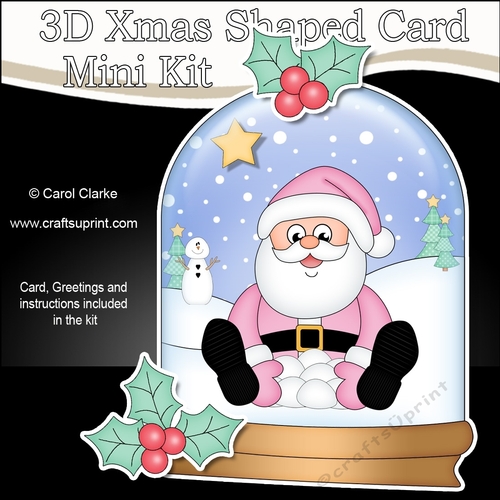 3D Shaped Christmas Snow Globe Card Kit - Santa is Snowballing!