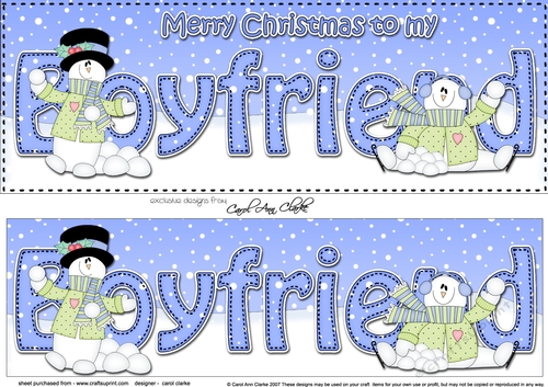 Large DL Merry Christmas BOYFRIEND 3D decoupage with Snowman Rio