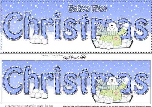 Large DL BABYS 1st Christmas 3D decoupage with Snowman Rio