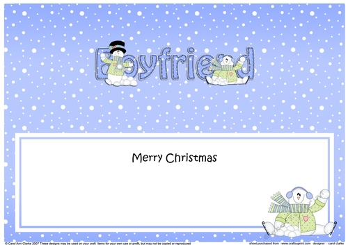 Large DL Merry Christmas BOYFRIEND insert with Snowman Rio