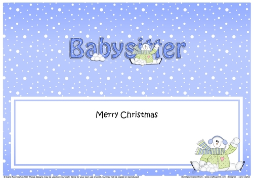 Large DL Merry Christmas BABYSITTER insert with Snowman Rio