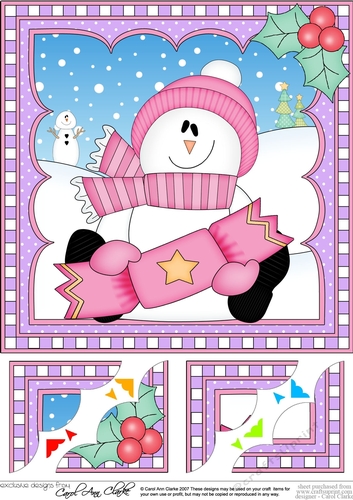 Christmas Snowman Rio 8 x 8 Scalloped Corner Topper 