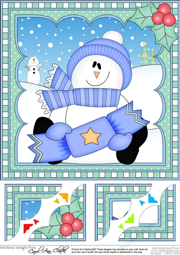 Christmas Snowman Rio 8 x 8 Scalloped Corner Topper 