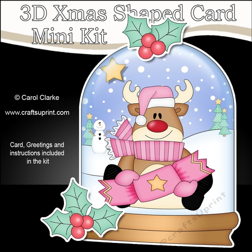 3D Shaped Christmas Snow Globe Card Kit - Rudolph has a Christmas Cracker