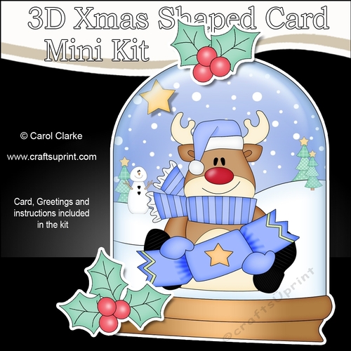 3D Shaped Christmas Snow Globe Card Kit - Rudolph has a Christmas Cracker