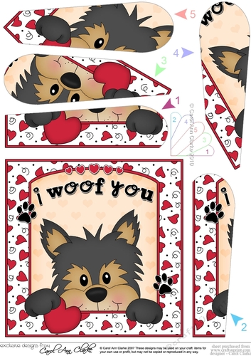 Fan Pyramage Topper - Love, Romance, Valentine- Little Yorkie Dog