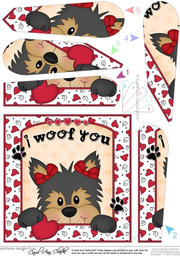 Fan Pyramage Topper - Love, Romance, Valentine- Little Yorkie Dog