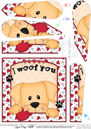 Fan Pyramage Topper - Love, Romance, Valentine- Little Golden Labrador Dog