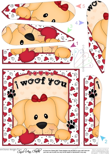 Fan Pyramage Topper - Love, Romance, Valentine- Little Golden Labrador Dog