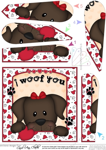 Fan Pyramage Topper - Love, Romance, Valentine- Little Chocolate Labrador Dog